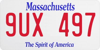 MA license plate 9UX497