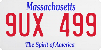 MA license plate 9UX499