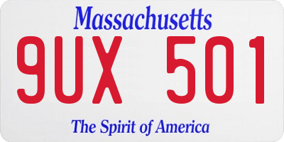 MA license plate 9UX501