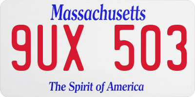 MA license plate 9UX503