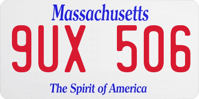 MA license plate 9UX506