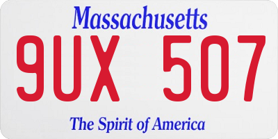 MA license plate 9UX507