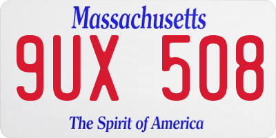 MA license plate 9UX508