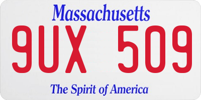 MA license plate 9UX509