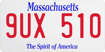 MA license plate 9UX510