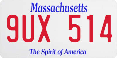 MA license plate 9UX514