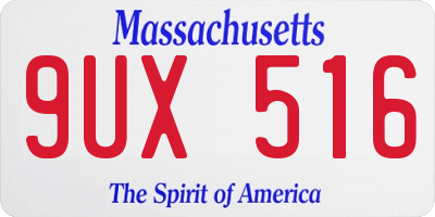 MA license plate 9UX516