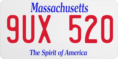 MA license plate 9UX520