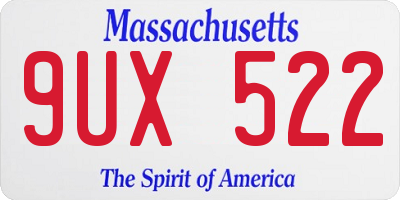 MA license plate 9UX522