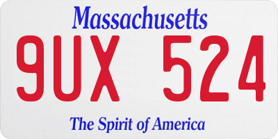 MA license plate 9UX524