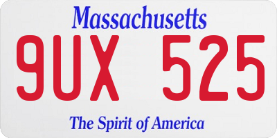 MA license plate 9UX525