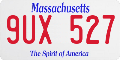 MA license plate 9UX527