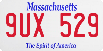 MA license plate 9UX529