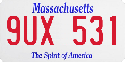 MA license plate 9UX531