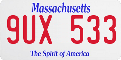 MA license plate 9UX533