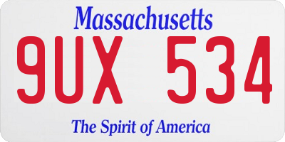 MA license plate 9UX534