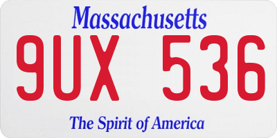 MA license plate 9UX536