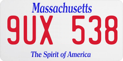 MA license plate 9UX538