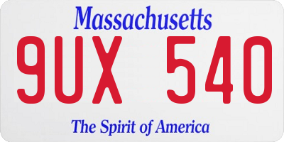MA license plate 9UX540