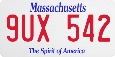 MA license plate 9UX542