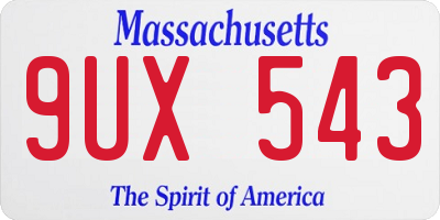 MA license plate 9UX543