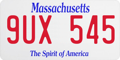 MA license plate 9UX545