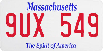 MA license plate 9UX549