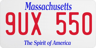 MA license plate 9UX550