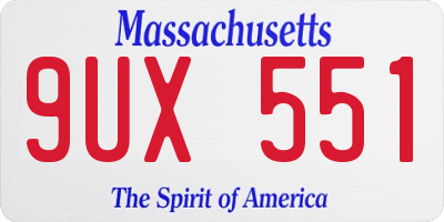 MA license plate 9UX551