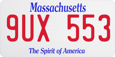 MA license plate 9UX553