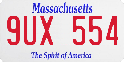 MA license plate 9UX554