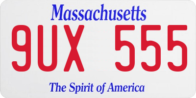 MA license plate 9UX555
