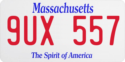 MA license plate 9UX557