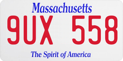 MA license plate 9UX558