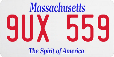 MA license plate 9UX559