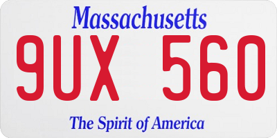 MA license plate 9UX560