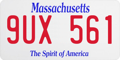 MA license plate 9UX561