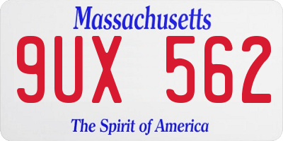 MA license plate 9UX562