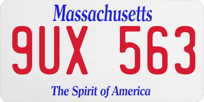 MA license plate 9UX563