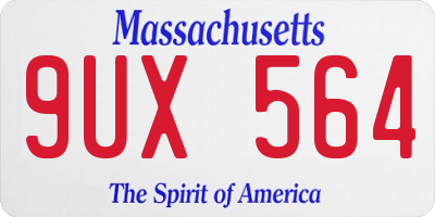MA license plate 9UX564