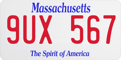 MA license plate 9UX567