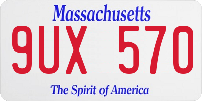 MA license plate 9UX570