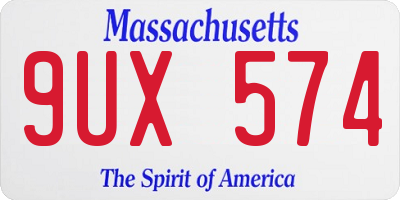 MA license plate 9UX574