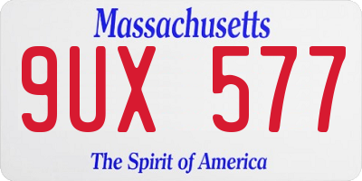 MA license plate 9UX577