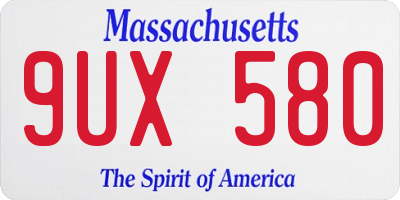 MA license plate 9UX580