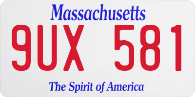 MA license plate 9UX581