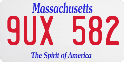 MA license plate 9UX582