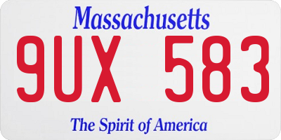 MA license plate 9UX583