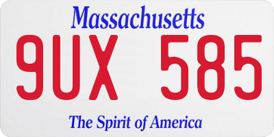 MA license plate 9UX585