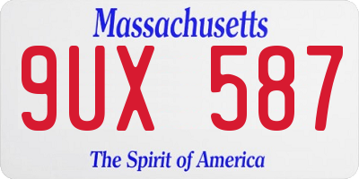 MA license plate 9UX587